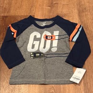 Carter's Blue and Gray Long Sleeve Tee with Sporty Stripes
